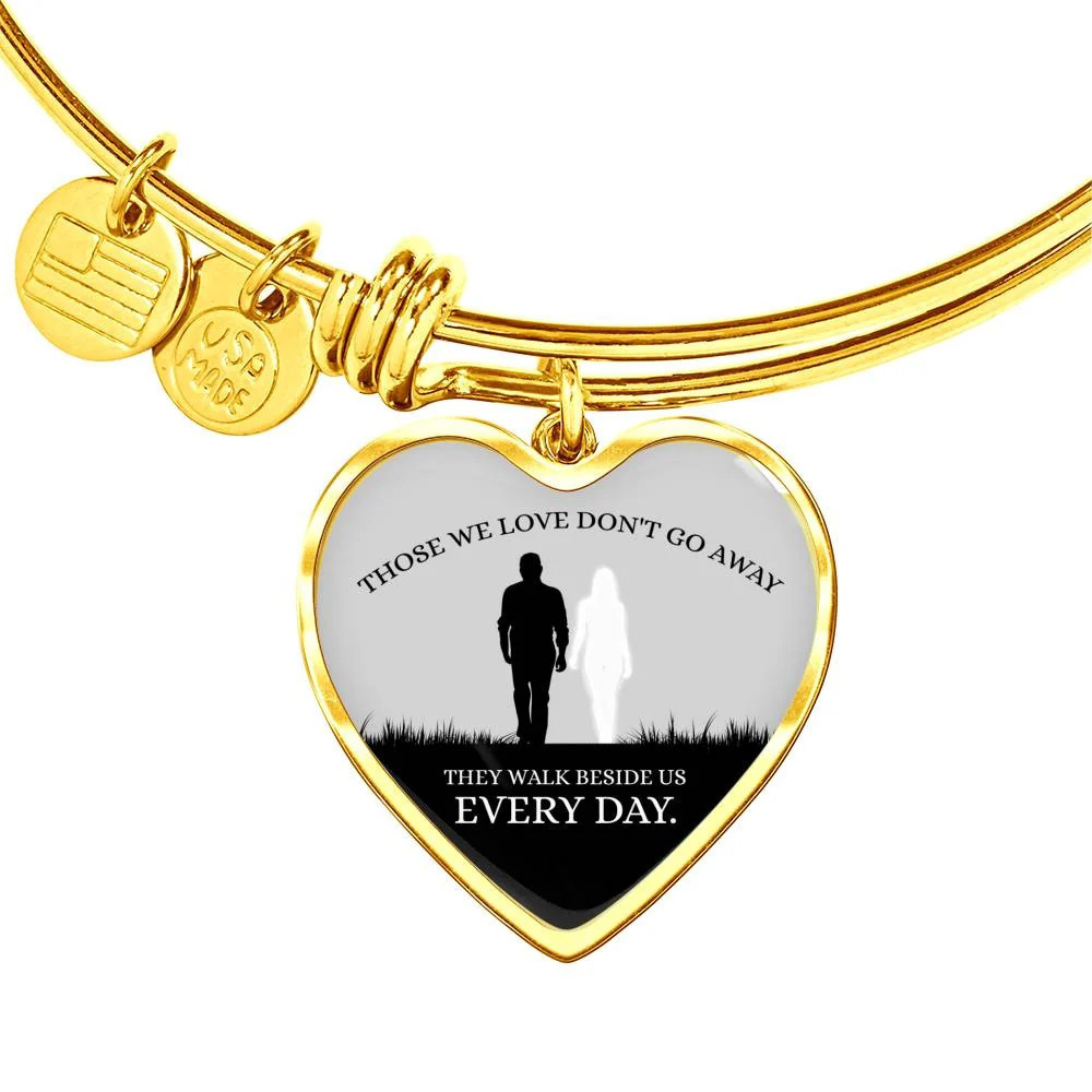 Those We Love Personalized Engraved Gold Heart Bangle Bracelet Custom Name